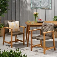 Streamdale Acacia Wood And Wicker Dining Chairs (Set Of 2)