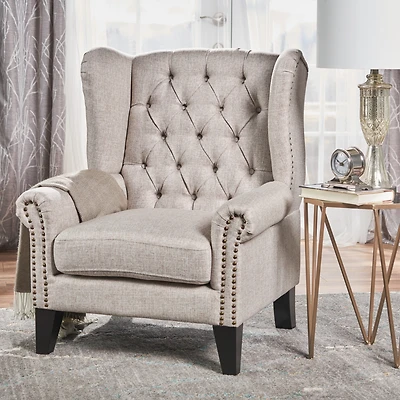 Streamdale Antique-Style Tufted Accent Chair With Decorative Trim