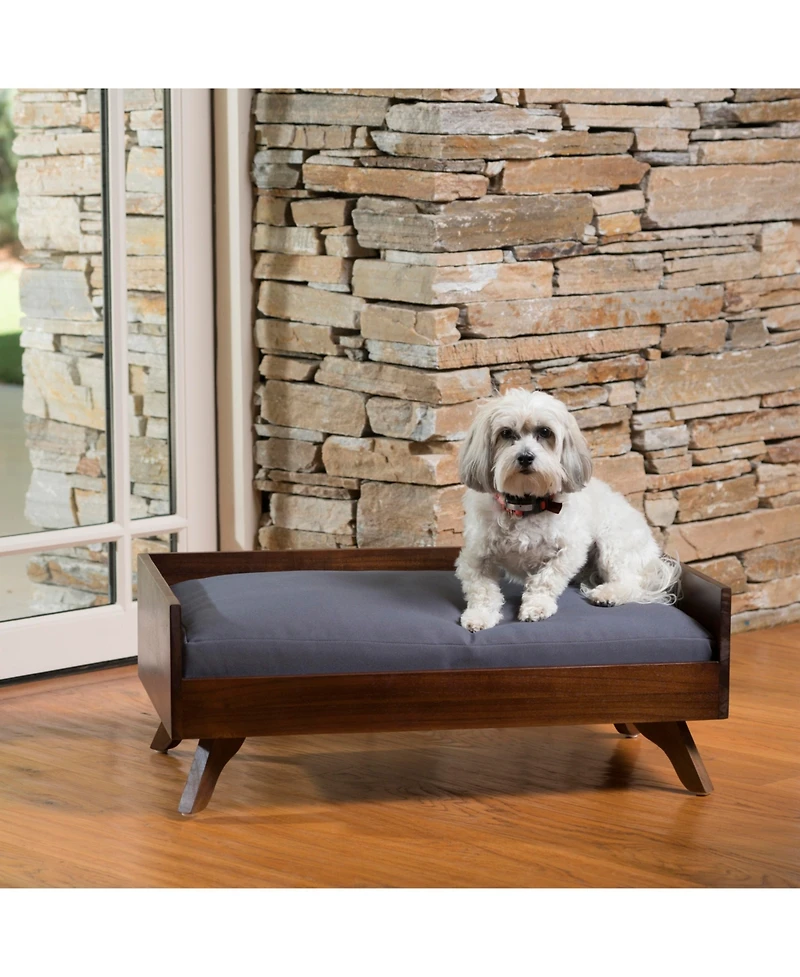 Streamdale Furniture Acacia Wood Dog Bed With Water-Resistant Mattress