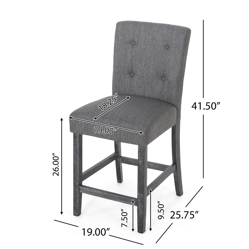 Streamdale Beige Button Tufted 26" Counter Stools (Set Of 2)