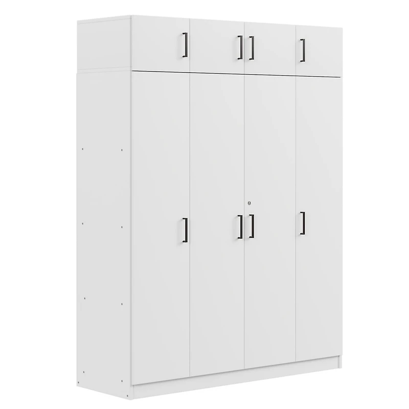 Streamdale 4-Door Gray Wardrobe with Drawer & Cabinet