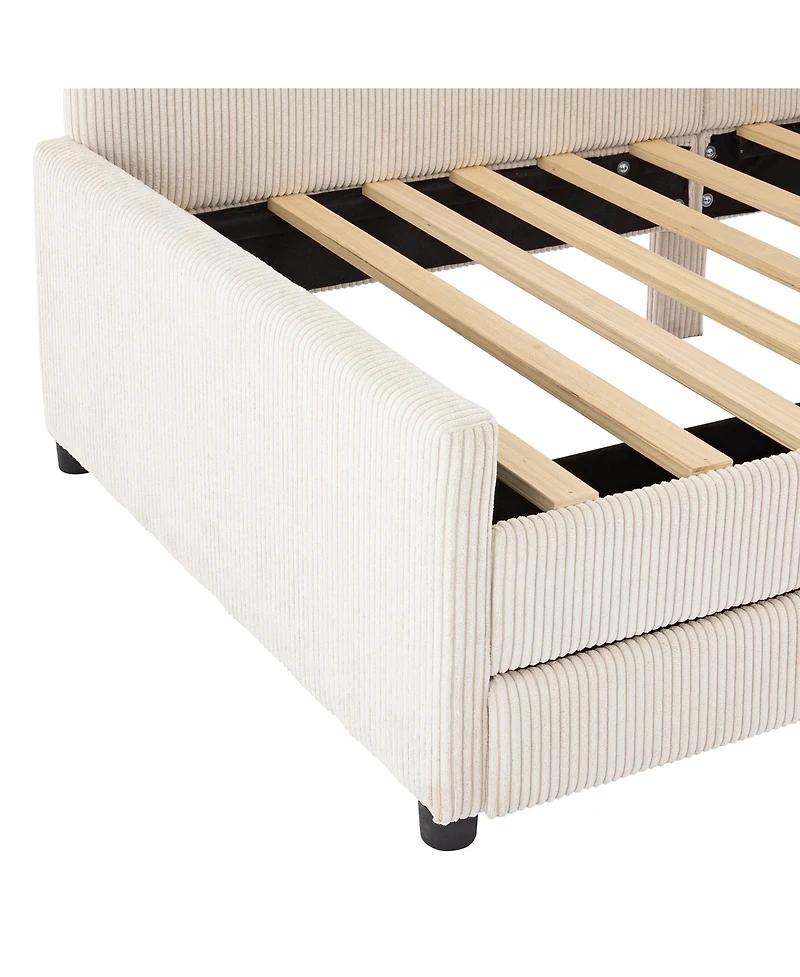 Streamdale Twin L-Shaped Corduroy Daybed with Drawers