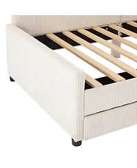 Streamdale Twin L-Shaped Corduroy Daybed with Drawers