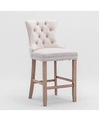 Streamdale Furniture Velvet Barstools with Button Tufted Backrest and Chrome Trim (Set Of 2)