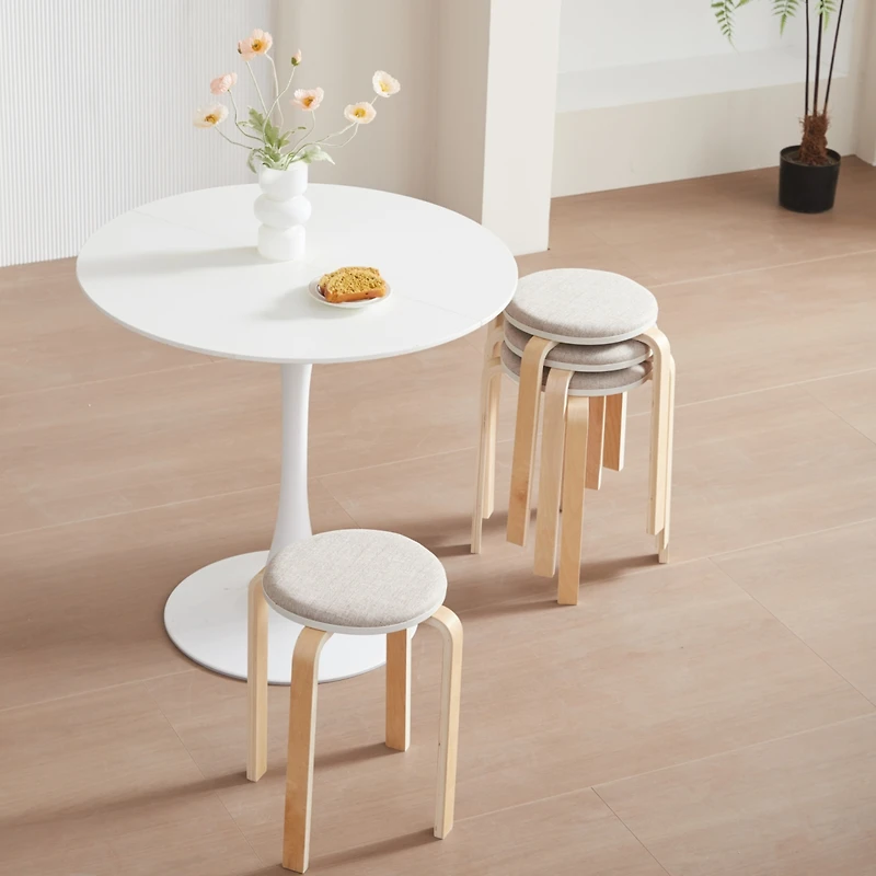 Streamdale Set of 4 Stackable Bentwood Stools for Dining, Kitchen, Classroom