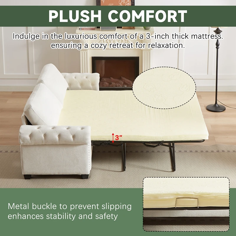 Streamdale 83.8" Convertible Sleeper Sofa Bed with Folding Mattress