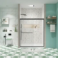 Streamdale Matte Black Bypass Shower Door 56"-60"W x 70"H