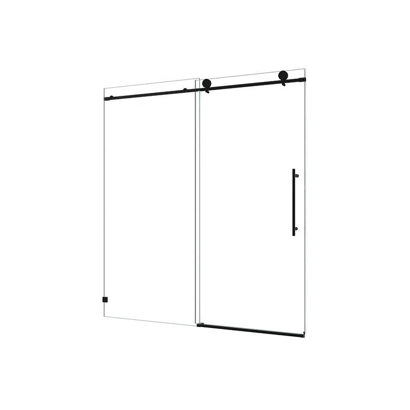 Streamdale Black Frameless Shower Door, Soft-Close, Tempered Glass