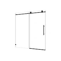 Streamdale Black Frameless Shower Door, Soft-Close, Tempered Glass