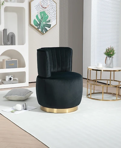 Simplie Fun 360° Swivel Velvet Barrel Accent Chair