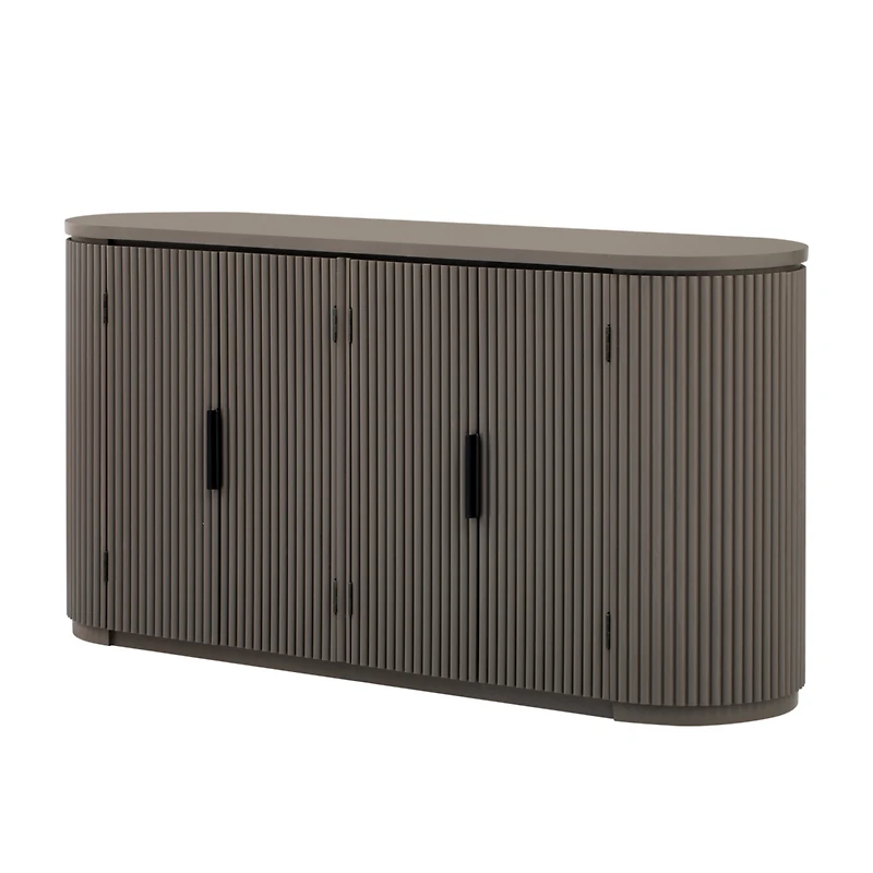 Streamdale Vertical Striped Cabinet with Adjustable Shelves & Metal Handles