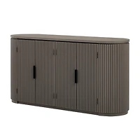 Streamdale Vertical Striped Cabinet with Adjustable Shelves & Metal Handles