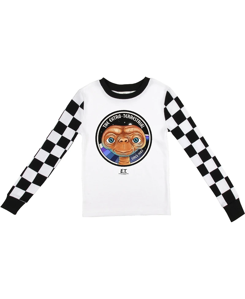 E.t. the Extra-Terrestrial Little Boys E.t. Checkerboard Youth Long Sleeve Pajama Set