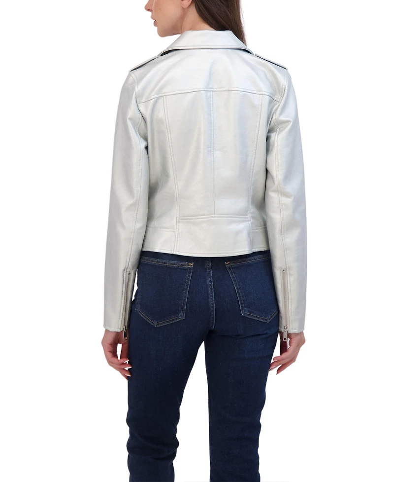 Sebby Collection Women's Faux Leather Biker Jacket