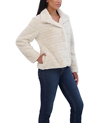 Sebby Collection Women's Sheared Faux Fur Snap Front Jacket