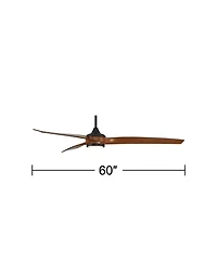 60" Casa Vieja Modern 3 Blade Indoor Ceiling Fan with Dimmable Led Light Remote Control Matte Black Koa for Living Kitchen House Bedroom Family D