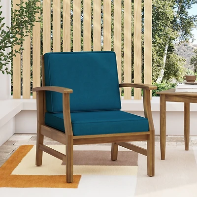 Streamdale Perla Acacia Wood Club Chair With Water-Resistant Cushion