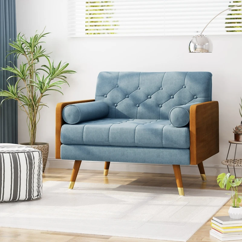 Streamdale Mid-Century Modern Club Chair With Bolster Pillows