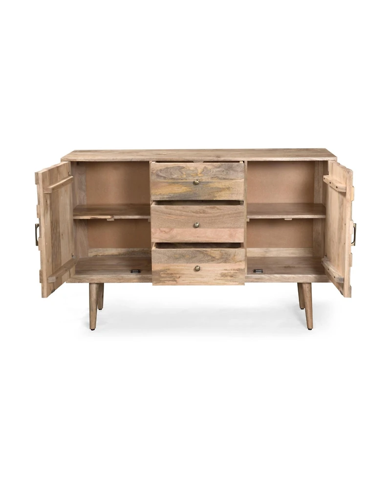 Simplie Fun Mid-Century Modern 3-Drawer 2-Door Cabinet With 3D Tile Weave