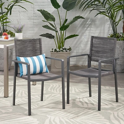 Streamdale Furniture Modern Aluminum Dining Chair With Rope Seat (Set Of 2)