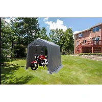 7x8FT Outdoor Storage Shed for Motorcycle, Atv, Tools, Grey