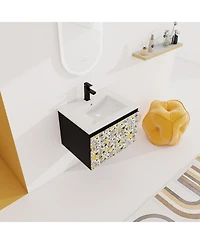 Simplie Fun Wall-Mounted Vanity with Ceramic Sink & Soft-Close Doors