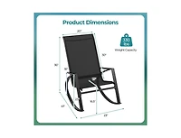 Slickblue 2 Pieces Patio Rocking Chairs Outdoor Sling Fabric Rockers with Ergonomic Backrest and Seat-Black