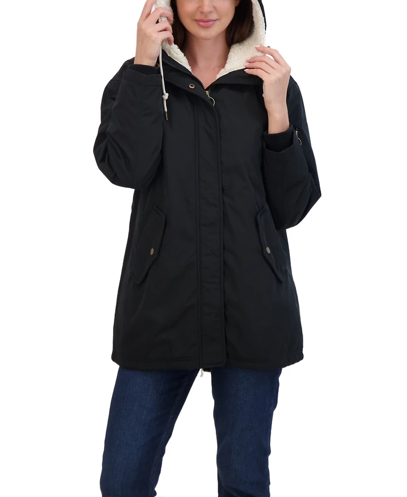 Sebby Juniors' Flight Satin 3/4 Cozy Lined Hooded Jacket
