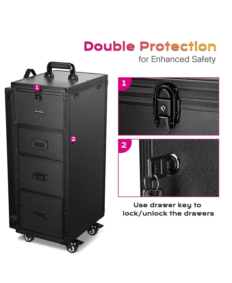 Byootique Nail Desk Mobile Station Rolling Makeup Manicure Table Nail Artist