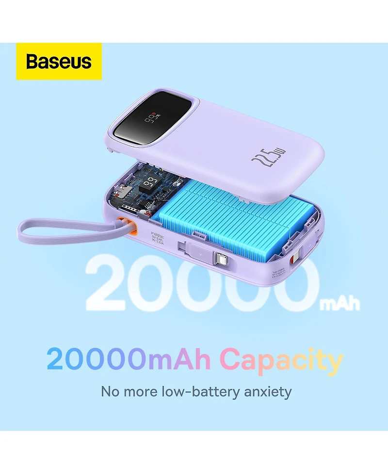 Baseus Portable Charger Power Bank,22.5W 10000mAh Fast Charging Portable Phone Charger, Purple