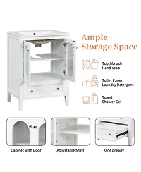 Streamdale 24" Bathroom Vanity with Sink, Drawer, Doors, Adjustable Shelf
