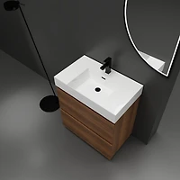 Streamdale Modern 30" Bathroom Vanity with Single Sink, Double Drawer, Brown
