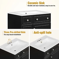 Streamdale 24" Bathroom Vanity with Ceramic Sink Space-Saving Storage