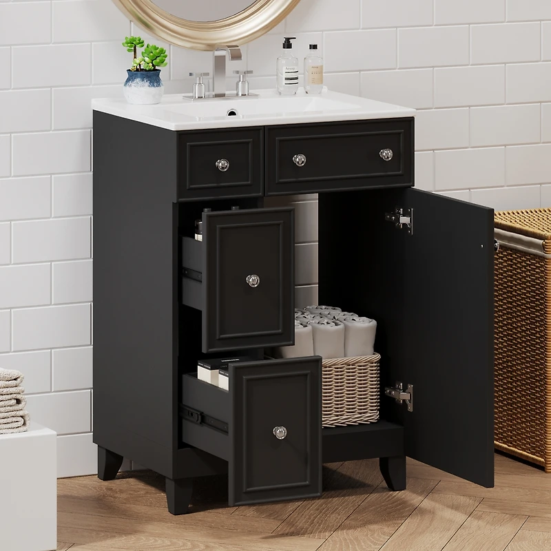 Streamdale 24" Bathroom Vanity with Ceramic Sink Space-Saving Storage