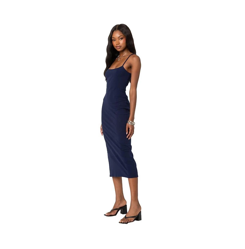 Edikted Air back slitted midi dress