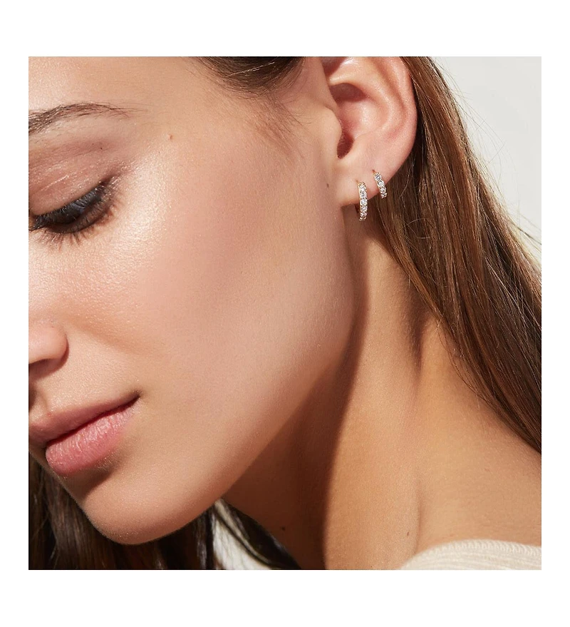 Ana Luisa Pave Huggie Hoops - Suzanne Medium