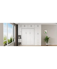 Simplie Fun Full Size Murphy Bed with Lockers & Wardrobes