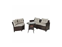 Slickblue 4 Pieces Outdoor Cushioned Rattan Furniture Set