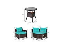 Slickblue 4 Pieces Outdoor Cushioned Rattan Furniture Set
