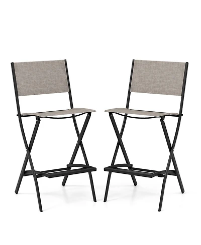 Slickblue Folding Bar Stools Set of 2 Backrest Humanized Footrest