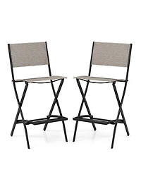 Slickblue Folding Bar Stools Set of 2 Backrest Humanized Footrest