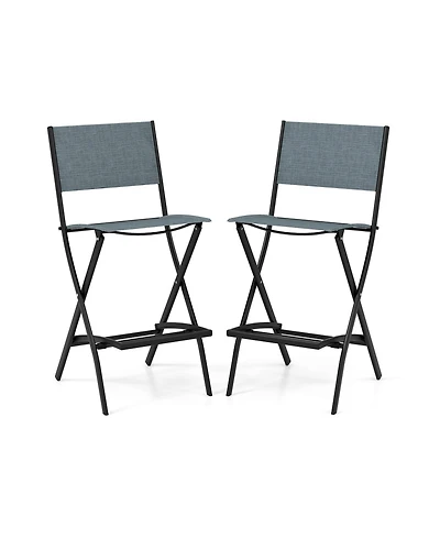 Slickblue Folding Bar Stools Set of 2 Backrest Humanized Footrest