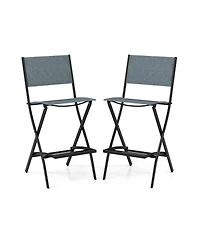 Slickblue Folding Bar Stools Set of 2 Backrest Humanized Footrest