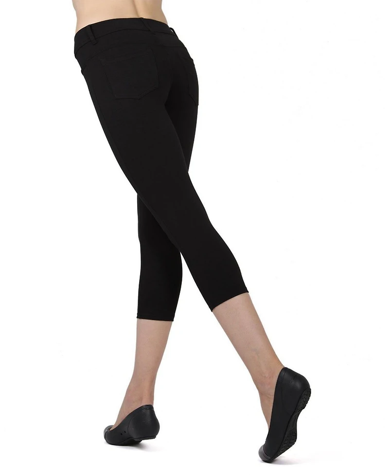 MeMoi Women's Light Ponte Cotton Blend Capri Leggings