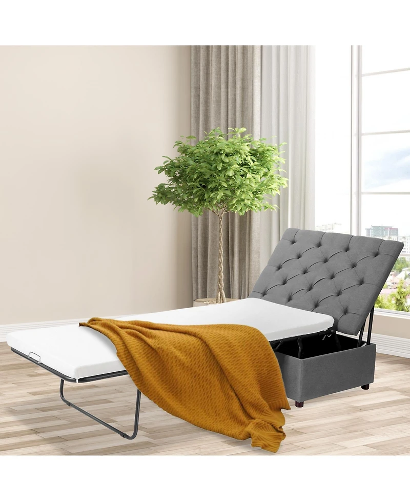 Folding Ottoman Sleeper Bed with Mattress Convenient Guest and Office Nap Solution