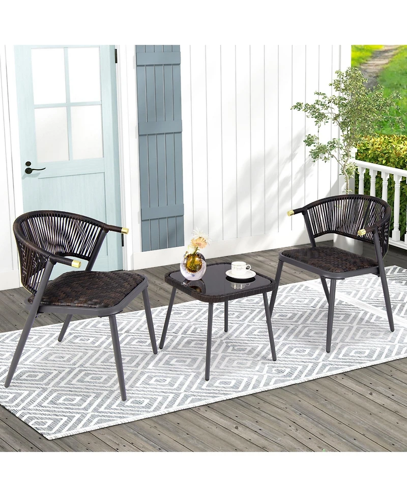 Slickblue 3 Pieces Patio Rattan Furniture Set for Backyard Poolside