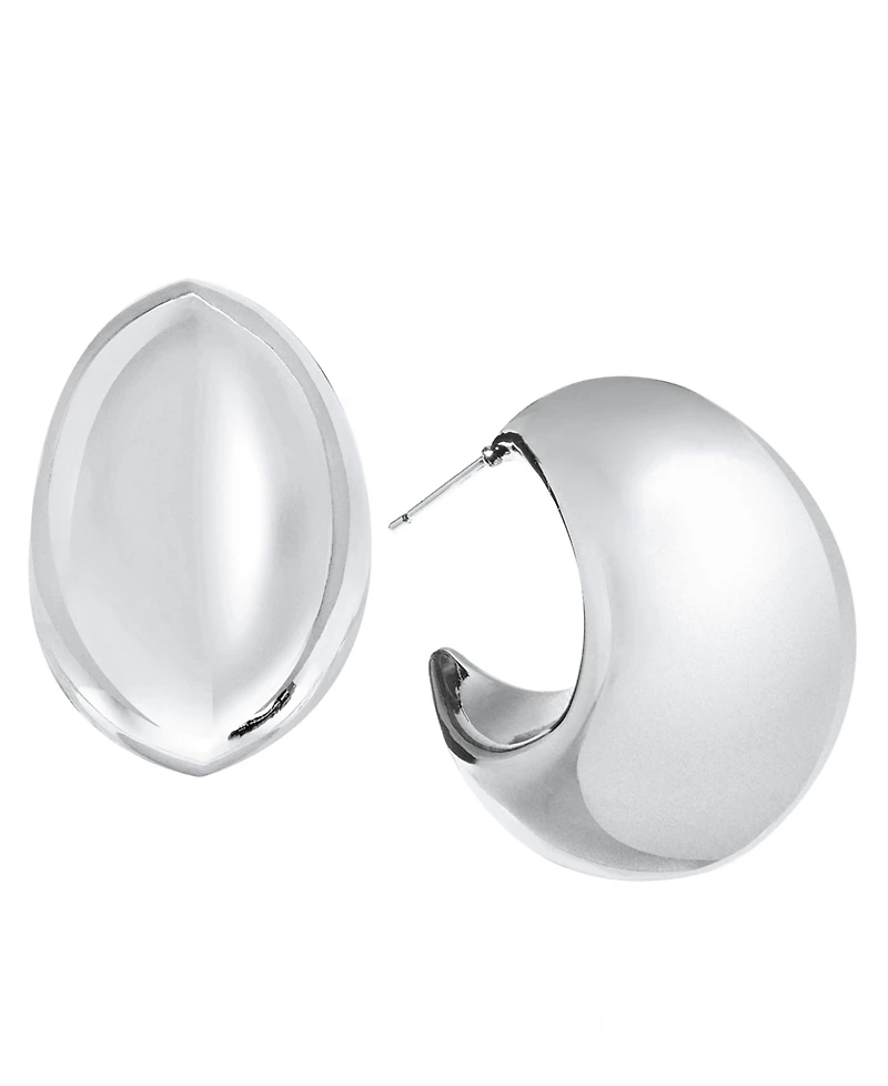 And Now This Silver Plated or 18k Gold Plated Brass Post C Hoop Puff Earring