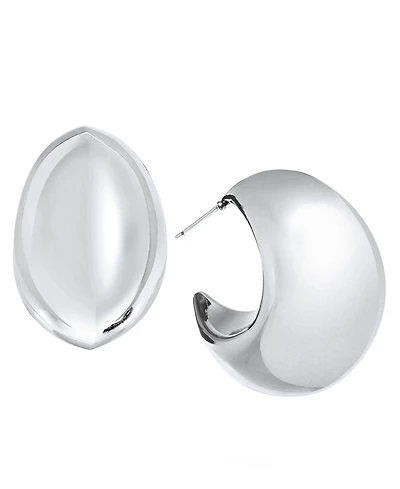 And Now This Silver Plated or 18k Gold Plated Brass Post C Hoop Puff Earring