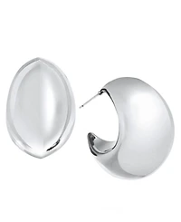 And Now This Silver Plated or 18k Gold Plated Brass Post C Hoop Puff Earring