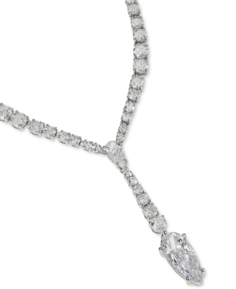 Eliot Danori Rhodium-Plated Cubic Zirconia Lariat Necklace, 16" + 2" extender, Created for Macy's